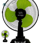 SUIMING Solar Rechargeable Table Fan – 12-Inch Fan with LED Light & USB Phone Charging