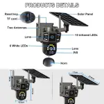 V380 Solar Bullet & Dome Hybrid Security Camera – Dual Lens WiFi PTZ Solar CCTV Camera for Homes & Businesses in Ghana
