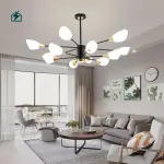 Luxury Modern Glass & Iron Chandelier Pendant Light – Elegant LED Ceiling Light for Living Room, Dining Room & Restaurant
