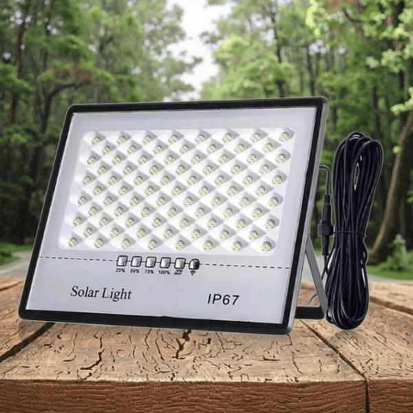 100W Solar LED Flood Light Outdoor – IP67 Waterproof Security Light with Solar Panel for Ghana