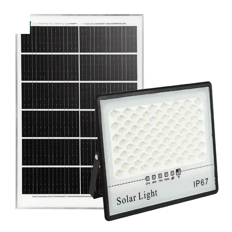 100W Solar LED Flood Light Outdoor – IP67 Waterproof Security Light with Solar Panel for Ghana (5)
