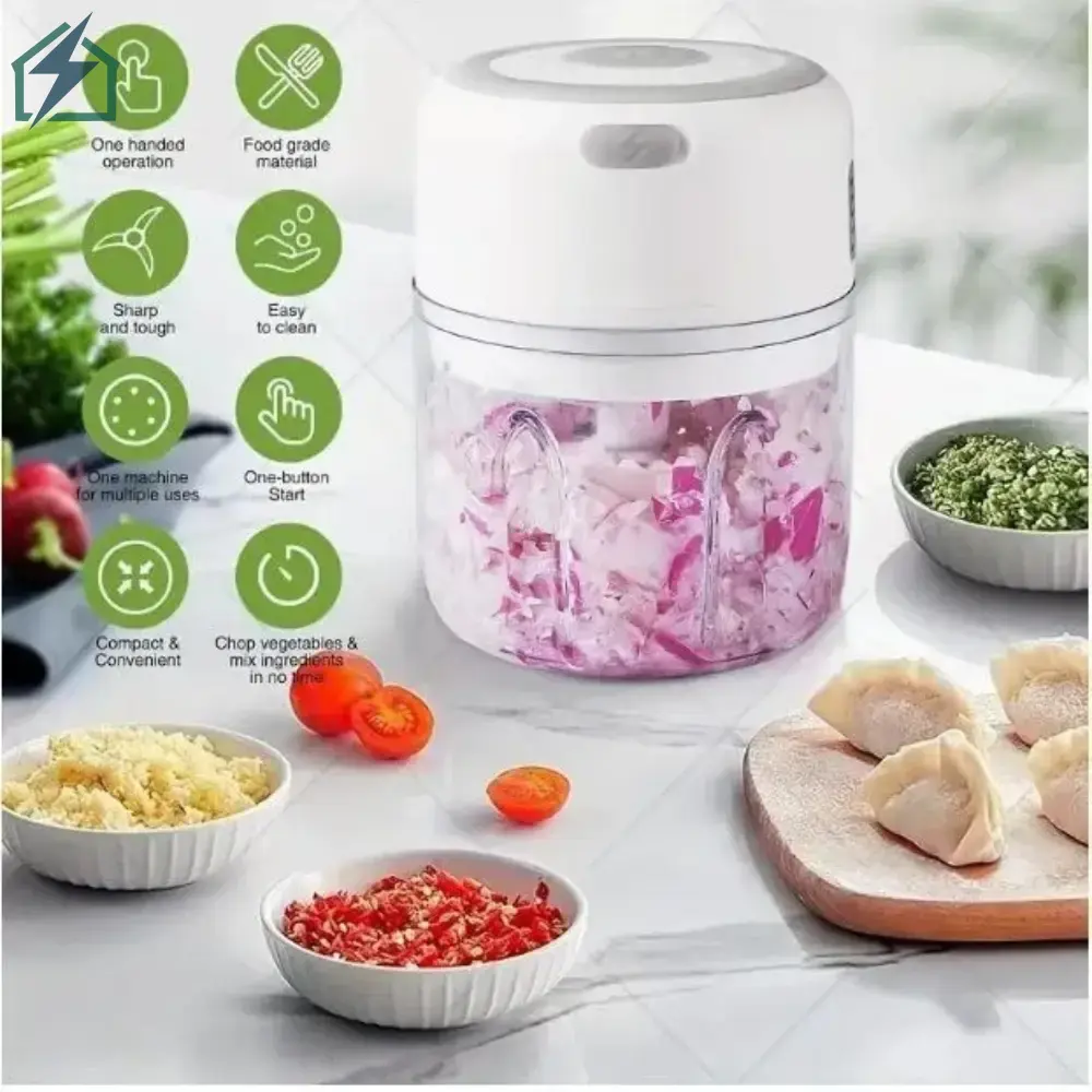 Mini Electric Garlic Crusher Ghana – USB Rechargeable Food Chopper for Garlic, Pepper & Onion Sharp Stainless Blades