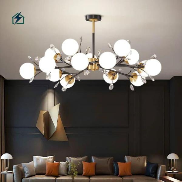 Modern Nordic Glass LED Chandelier Pendant Light for Living Room, Dining & Hotel Interiors
