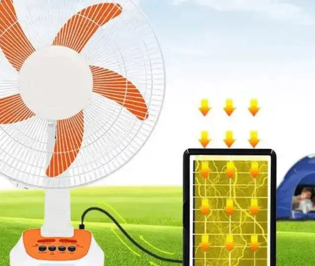 Solar Rechargeable Fan with LED Light & USB Charging Dumsor in Ghana  (4)
