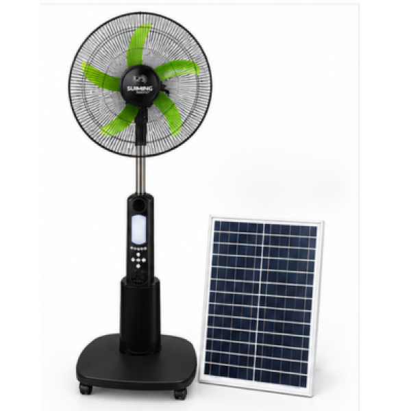 Suiming Energy 18-Inch Rechargeable Solar Fan SM-CF002 – AC/DC with Solar Charging