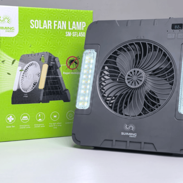 SUIMING Portable Solar Fan Light Kit – 6000mAh Rechargeable Fan, LED Light & Power Bank