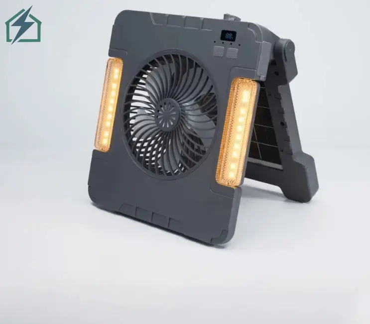 SUIMING Portable Solar Fan Light Kit – 6000mAh Rechargeable Fan, LED Light & Power Bank (2)