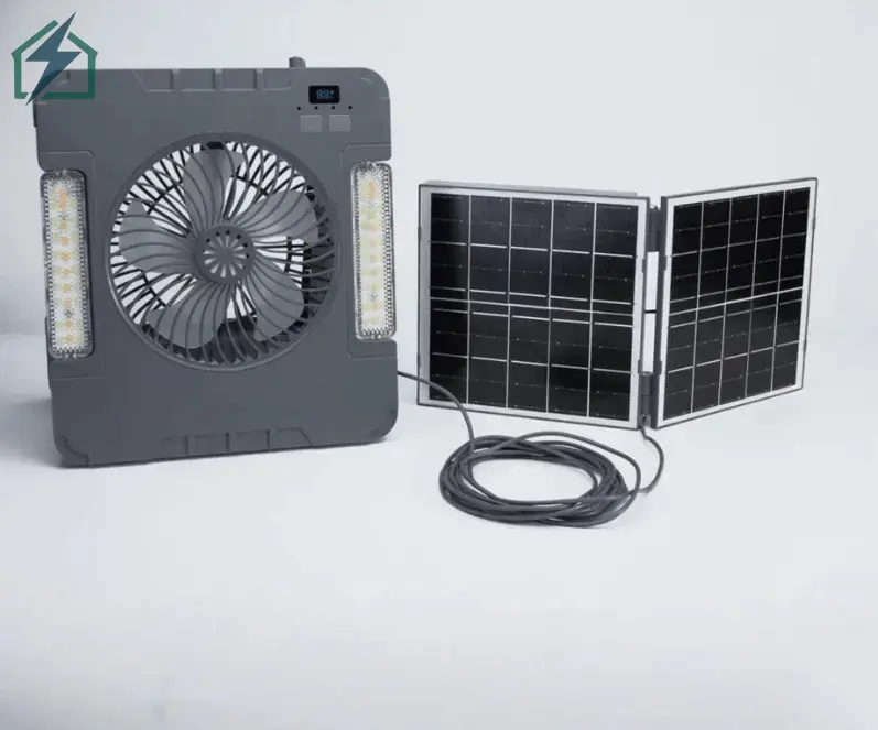 SUIMING Portable Solar Fan Light Kit – 6000mAh Rechargeable Fan, LED Light & Power Bank (4)