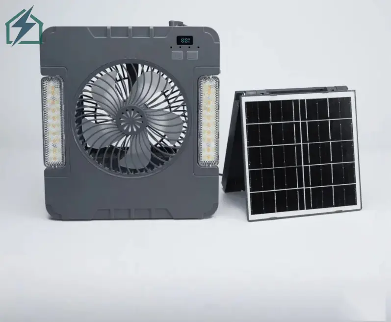 SUIMING Portable Solar Fan Light Kit – 6000mAh Rechargeable Fan, LED Light & Power Bank (5)