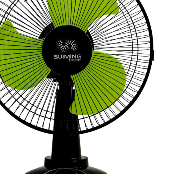 SUIMING Solar Rechargeable Table Fan – 12 Inch Fan with LED Light & USB Phone Charging Ghana