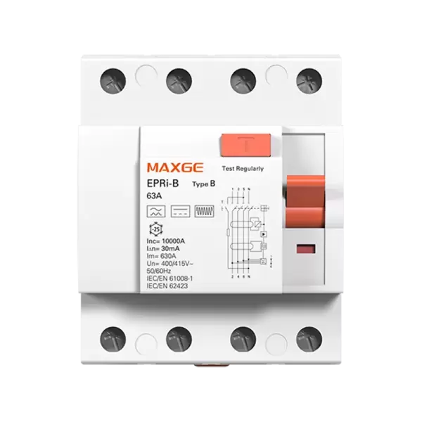 MAXGE EPRi-B 4P RCCB (Up to 63A) – 3 Phase Earth Leakage Breaker Ghana
