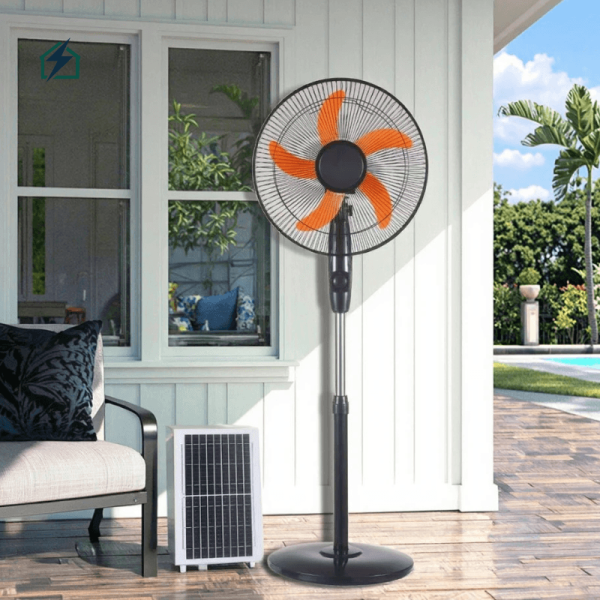 16 Inch Solar Rechargeable Standing Fan – High Power Cooling Fan with Solar Panel