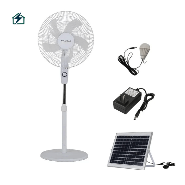 16 Inch Solar Rechargeable Standing Fan – High Power Cooling Fan with Solar Panel
