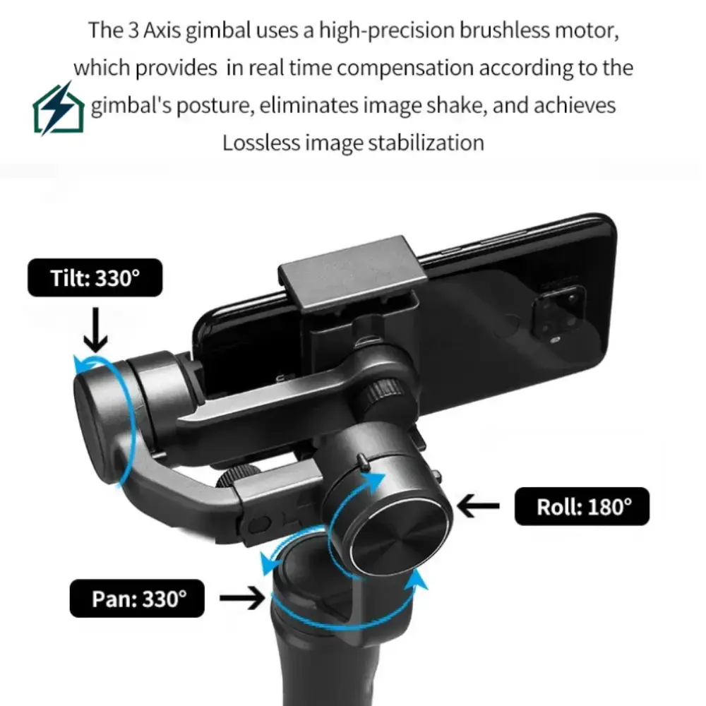 3-Axis Phone Gimbal Ghana – Auto Face Tracking Smartphone Stabilizer for TikTok, Reels & Live Streaming Rechargeable Battery