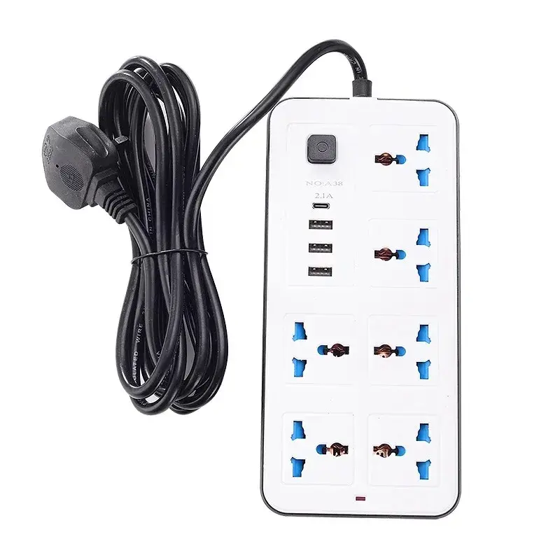 6-Outlet Electrical Extension Socket with USB Ports – Heavy Duty Power Strip for Homes & Offices Ghana (1)