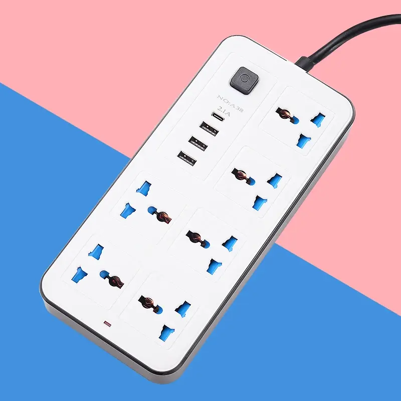 6-Outlet Electrical Extension Socket with USB Ports – Heavy Duty Power Strip for Homes & Offices Ghana (2)