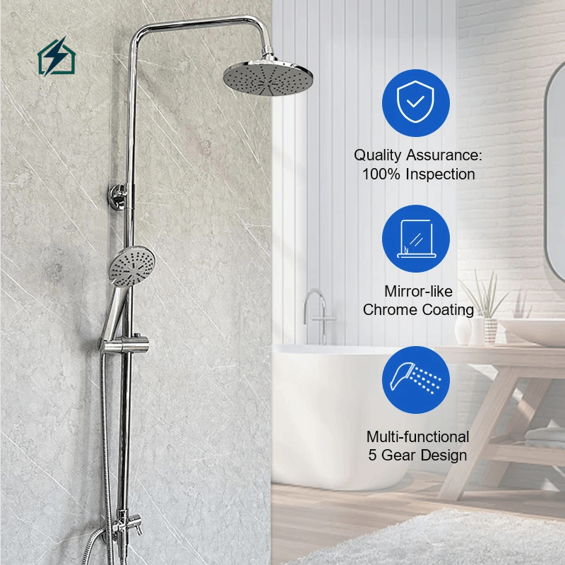 β Adjustable Rainfall Shower Set Modern Chrome Finish