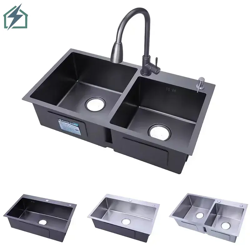 Black Double Bowl Kitchen Sink – Premium Stainless Steel Kitchen Sink Ghana (2)