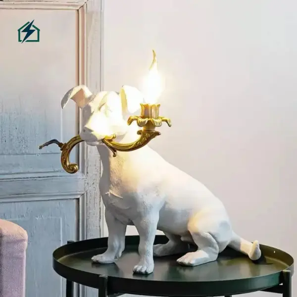 Dog Resin Statue Table Lamp Ghana – Luxury Decorative Bedside LED Lamp
