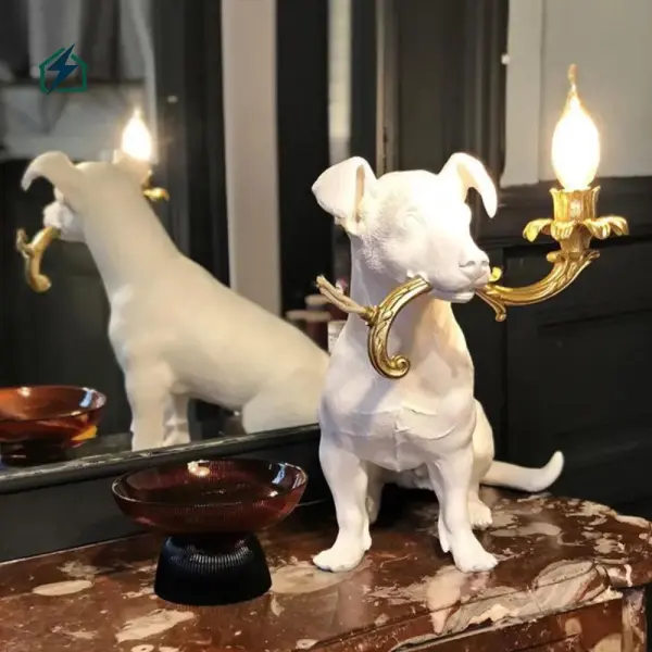Dog Resin Statue Table Lamp Ghana – Luxury Decorative Bedside LED Lamp