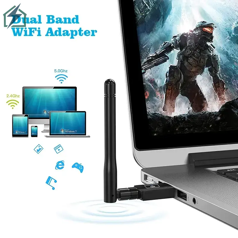 Dual Band USB WiFi Antenna 2.4GHz & 5GHz – Long Range High Gain Wireless Adapter for PC & Desktop Ghana 1 (2)