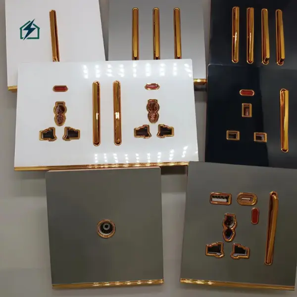 Frameless Gold Single Gang Wall Switch – Luxury 10A Light Switch for Homes & Offices in Ghana