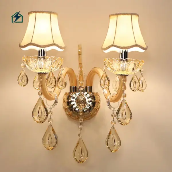 K9 Crystal Wall Lamp 351 – Round Champagne Crystal Wall Light for Bedroom & Living Room Ghana