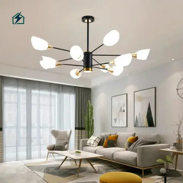 Luxury Modern Glass & Iron Chandelier Pendant Light – Elegant LED Ceiling Light for Ghana