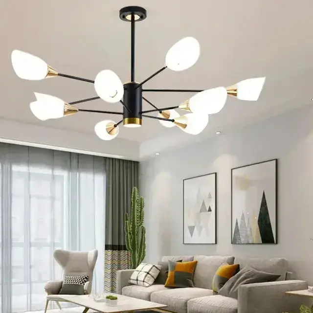 Luxury Modern Glass & Iron Chandelier Pendant Light – Elegant LED Ceiling Light for Ghana (1)