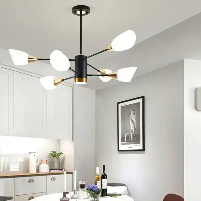 Luxury Modern Glass & Iron Chandelier Pendant Light – Elegant LED Ceiling Light for Ghana (5)