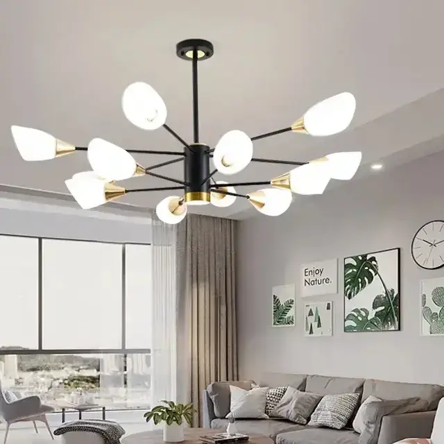 Luxury Modern Glass & Iron Chandelier Pendant Light – Elegant LED Ceiling Light for Ghana (6)