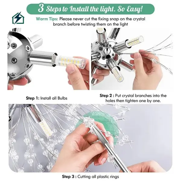 Modern Dandelion Firework Crystal Chandelier – Luxury LED Ceiling Light for Homes, Hotels & Villas in Ghana