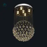 Modern Spiral Crystal Rain Drop Chandelier 6002 – Luxury LED Ceiling Light for Staircases, Duplex Homes & Hotels in Ghana