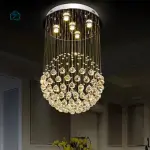 Modern Spiral Crystal Rain Drop Chandelier 6002 – Luxury LED Ceiling Light for Staircases, Duplex Homes & Hotels in Ghana