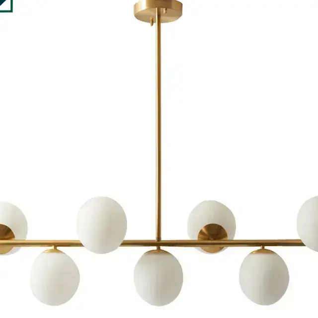 Modern Gold Multi-Head Milky White Glass Ball Chandelier Pendant Light for Ghana (1)