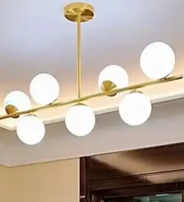 Modern Gold Multi-Head Milky White Glass Ball Chandelier Pendant Light for Ghana (6)