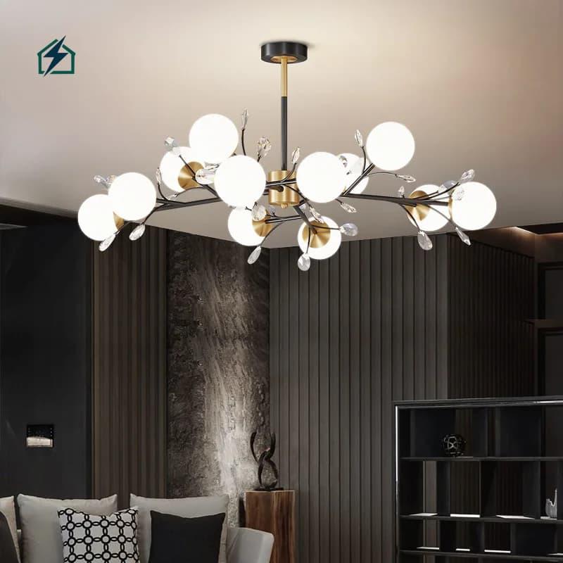 Modern Nordic Glass LED Chandelier Pendant Light for Living Room, Dining & Hotel Interiors Dimmable Lighting