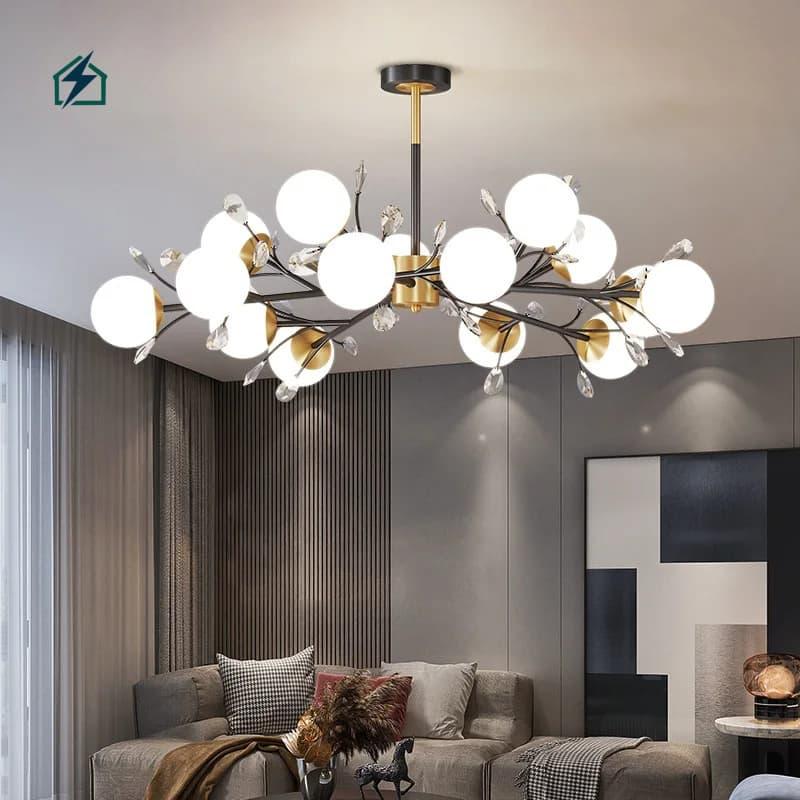 Modern Nordic Glass LED Chandelier Pendant Light for Living Room, Dining & Hotel Interiors High Colour Rendering (CRI 90)