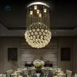 Modern Spiral Crystal Rain Drop Chandelier 6002 – Luxury LED Ceiling Light for Staircases, Duplex Homes & Hotels in Ghana