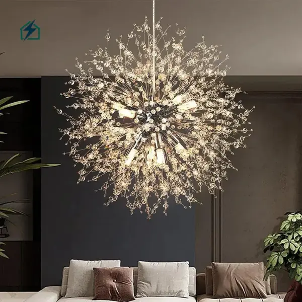 Modern Dandelion Firework Crystal Chandelier – Luxury LED Ceiling Light for Homes, Hotels & Villas in Ghana
