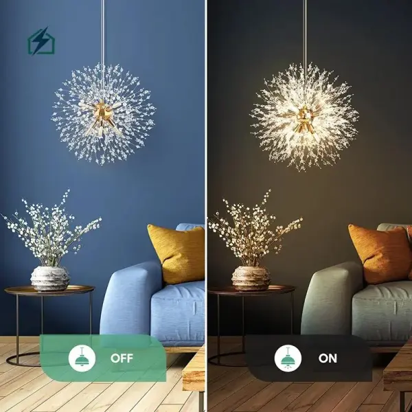 Modern Dandelion Firework Crystal Chandelier – Luxury LED Ceiling Light for Homes, Hotels & Villas in Ghana