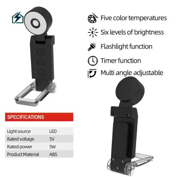 Rechargeable LED Book Light with Clip – Portable Reading Lamp for Students & Readers in Ghana