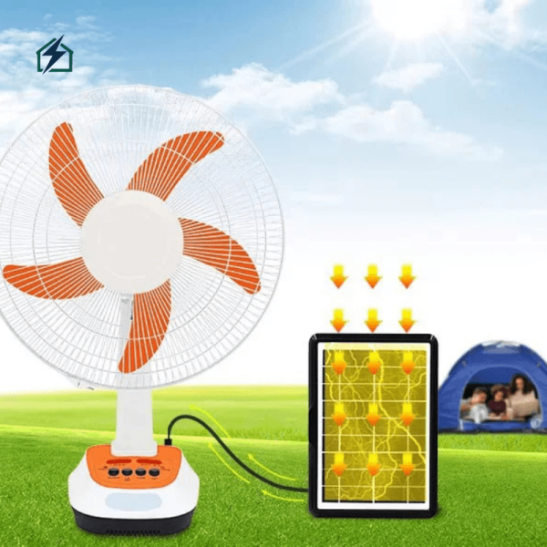Solar Rechargeable Fan with Light & USB Charging