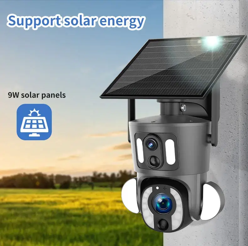 Solar Dual-Lens Outdoor Security Camera with Night Vision  for Homes & Businesses in Ghana (4)