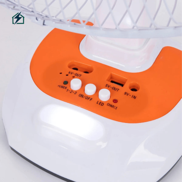 Solar Rechargeable Fan with Light & USB Charging