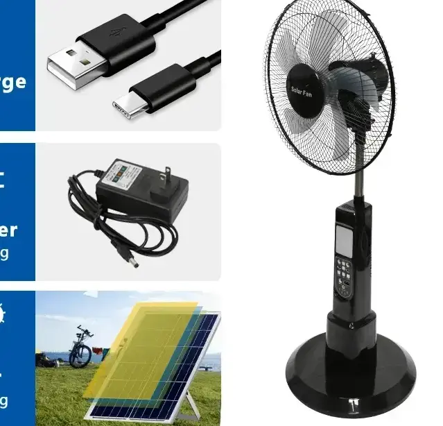SUIMING Portable Solar Fan Light Kit – 16-Inch Rechargeable Fan Power Bank Ghana (6)
