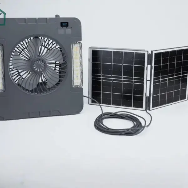 SUIMING Portable Solar Fan Light Kit – 6000mAh Rechargeable Fan, LED Light & Power Bank