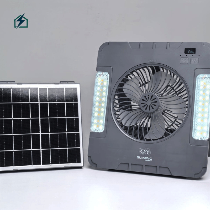 ✅SUIMING Portable Solar Fan Light Kit 6000mAh Rechargeable Lithium Battery