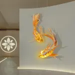 Traditional Wooden Fish Pendant Chandelier – Handmade Japanese Style Hanging Restaurant Light Ghana